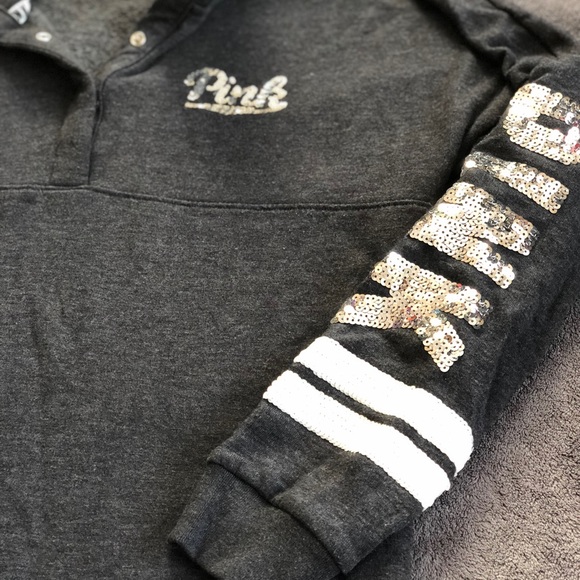 SOLD ❌ PINK VS Boyfriend Varsity Bling Pull Over - Picture 6 of 8